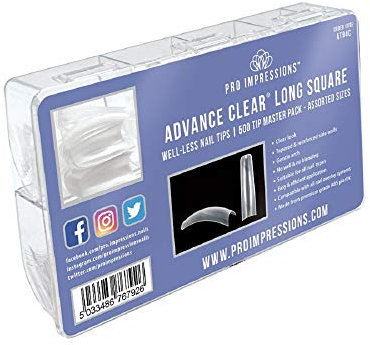 Pro Impressions - Advance Clear®Long Curved Square Nail Tips (Size 4)