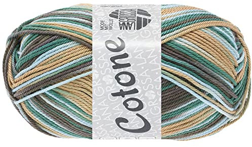 LANA GROSSA Cotone Print | Baumwollbasicgarn | Handstrickgarn aus 100% Baumwolle | 50g Wolle zum Stricken & Häkeln | 125m Garn FB 346