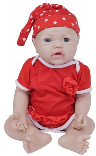 IVITA Ganzkörper Silikon Reborn Baby Puppe - Offener Mund Neugeborene Zwillinge Handgemachte Blaue Augen Weiche Babypuppe (WG1526-43cm-2673g-Mädchen)