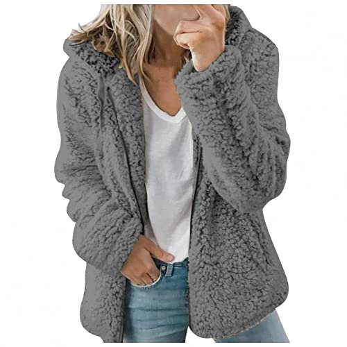 Bluelucon Plüschjacke mit Katzen Musterpullover für Katzeninhaber Coat mit Reißverschluss Sweatshirtmantel Winter Warm Kunstpelzjacke Wintermantel Warm Flauschige Cardigan Jacke