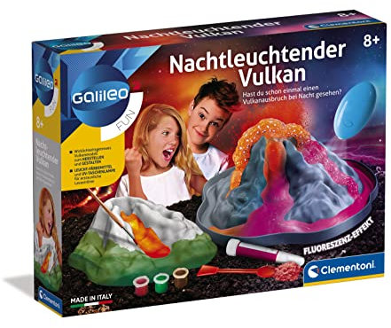 Clementoni Galileo Fun – Nachtleuchtender Vulkan, atemberaubender Vulkanausbruch zum Nachbauen, eindrucksvolles Baukasten-Set für kleine Forscher ab 8 Jahren von Clementoni 59261