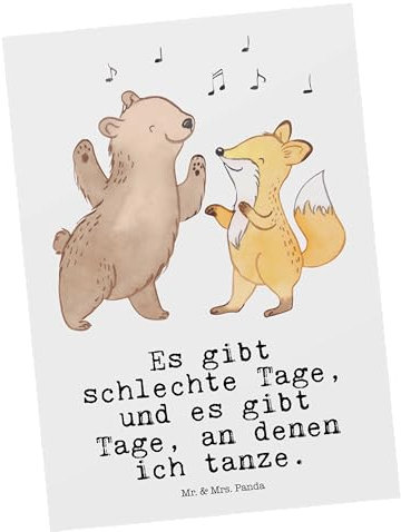 Mr. & Mrs. Panda Postkarte Tanzen - Geschenk, Tanzschule, Dankeskarte, Sportart, Einladung Geburtstag, Danke, Tanzkurs, Grußkarte, tanzen gehen,