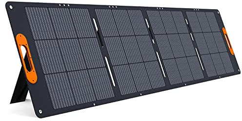 ALLWEI Panneau solaire portable de 200 W pour centrale solaire de 1200/2000 W, sorties 3 en 1 pliable, chargeur solaire 18 V avec béquille réglable, étanche IP68 pour camping, pêche, maison hors