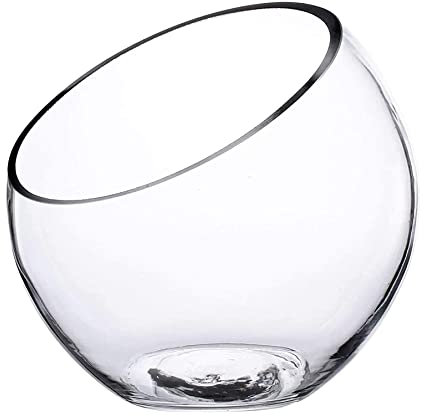 Bol en verre biseauté, bol en verre transparent, vase en verre transparent biseauté, bol à bulles en verre transparent biseauté, aquarium en verre, Aquarium botanique en Aquarium, vase rond,15.4cm