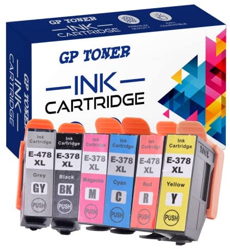 GP TONER Druckerpatronen Ersatz für Epson 378XL 478XL Tintenpatrone für Epson Expression Photo HD XP-15000 XP-8000 8005 8500 8505 8600 8605 (Schwarz, Cyan, Magenta, Gelb, Red, Grey)