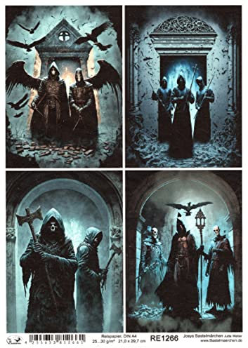 Josys Bastelmärchen Reispapier A4 Strohseide Decoupage mystisch Gothic Halloween Grusel RE1266