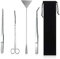 Vueinrg 4 in 1 Set di Attrezzi per Acquario, Acquario in Acciaio Inox Kit Pinzette Forbici Spatola con Borse di Stoccaggio Accessori Acquario per L'acquario Landscaping e Piante Acquatiche