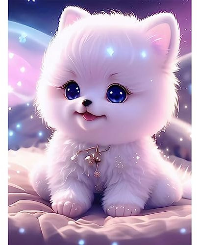 DAERLE Diamond Painting Katze Diamant Painting Bilder, Diamond Painting Erwachsene, Niedliche Katze Diamant Bilder Kinder DIY Cross Stickerei Malerei Kits Wand Dekor 30x40cm