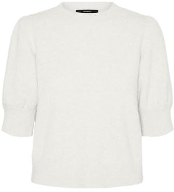 VERO MODA Women's Knitted Jumper, Snow White/Detail: Melange, XS