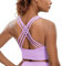 CRZ YOGA Damen Longline Sport-BH Ohne Bügel Gepolstert Bra Top Wirefree Padded Yoga Crop Tops Flieder L
