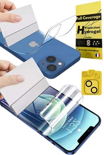 WardSan [2 piezas para iPhone 12 6.1 – 2 protectores de hidrogel delantero y trasero 3D con cámara de vidrio templado | Antigolpes, compatible con carcasas | Película protectora TPU suave