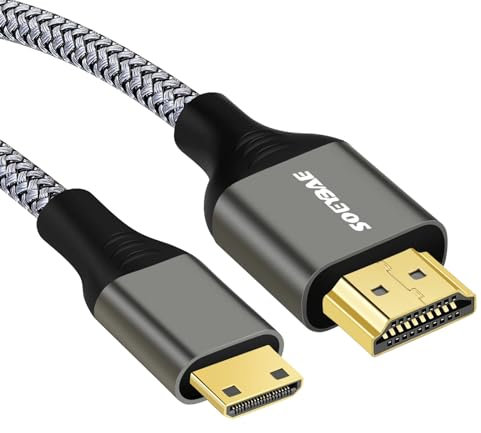 SOEYBAE Mini HDMI auf HDMI Kabel 2M, Nylon Geflechten HDMI auf Mini HDMI Kabel,Unterstützt 4K@60Hz, 3D und ARC, für DSLR Camera,Camcorder,Graphics Video Card,Laptop