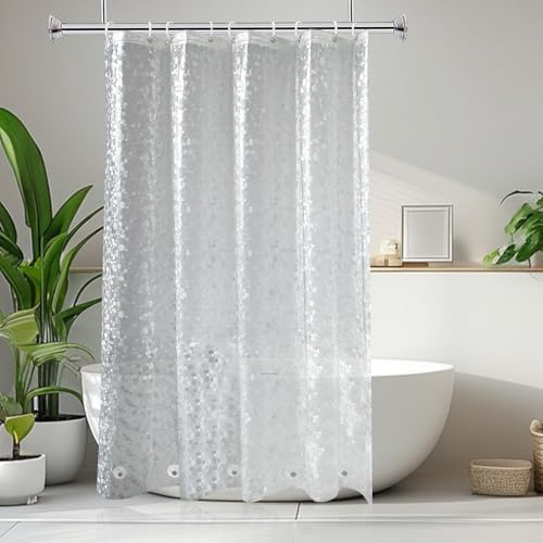 AooHome Doublure de rideau de douche en EVA avec motif de galets 3D, très résistante, imperméable, semi-transparent, 137 x 183 cm