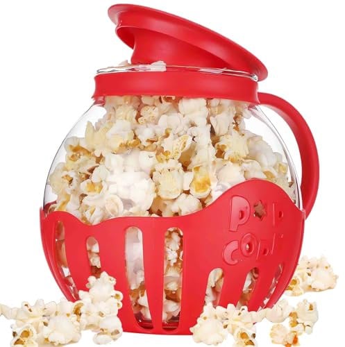 Palomitero Microondas,Palomitero, Recipiente Cristal, Tapa de 3 en 1, Popcorn Maker, Aperitivo Saludable, No Requiere Aceite ni Mantequilla, Apto para Lavavajillas Perfecto para Fiestas