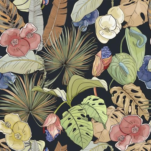 Papier peint Tropical Jungle Leaves,300 * 44.5cm Épaissir Imperméable à l'eau Amovible Papier Peint Floral Papier Peint Autocollant en Vinyle pour Salon Chambre à Coucher