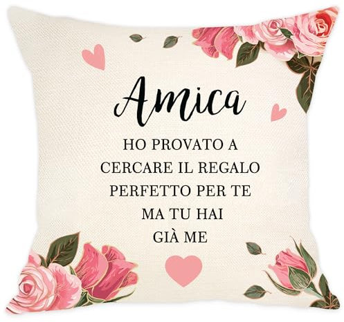 Aocaso Regalo divertente per l'amica femminile Regalo di amicizia per le donne Ragazze Regalo BFF Amici femminili Copricuscino per compleanno Laurea Regalo di Natale(amica)