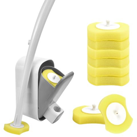 SIYINGSAERY 1 Escobilla de Inodoro de Pared Desechable con Escobillero y 8 Esponjas de Jabón Escobilla de WC con Detergente Cepillo de Baño de WC con Dispendador para Limpieza de Inodoro