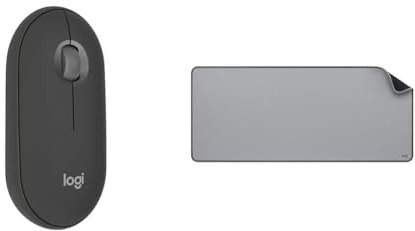 Logitech Pebble Mouse 2 M350s wireless Bluetooth sottile, portatile, leggero & Desk Mat - Studio Series, Multifunzione, Tappetino per Mouse Esteso