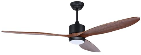Ovlaim 165 CM ventilatori per soffitti in legno di noce con comandi a distanza, ventilatore intelligente per supersoffitti a 3 pale per camera da letto negozio salotto