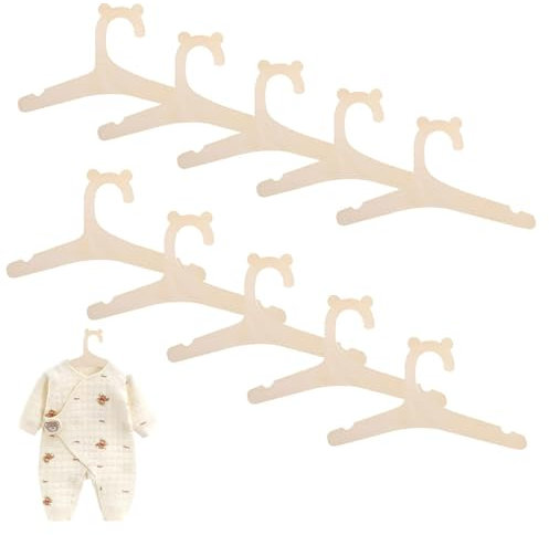 10 Stück Holz Baby Kleiderbügel - Holzbügel für Kinderkleiderbügel, für Kleidung und Hosen
