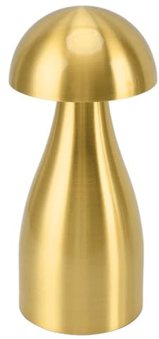 Topyond Metal Mushroom Table Lamp Dimmable Mushroom Decor Night Light Cordless Rechargeable Bedside Lamp for Children (Gold)