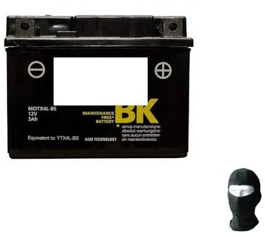 Kompatibel mit Kymco Grand Dink 2T 50 von 2005 bis 2012, Batterie YTX4L-BS, bereits einsatzbereit, Batterien 3 Ah, Ampere 12 Volt, 114 x 71 x 86 mm, AGM-Technologie