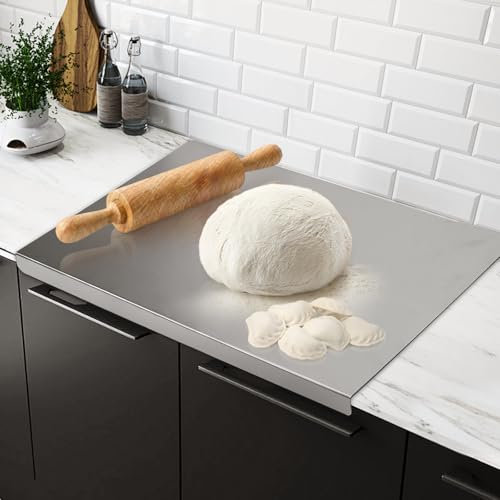 BHHTBB Spianatoia Acciaio Inox con Bordi Tagliere Acciaio Inox 30 x 40 Piano da Lavoro Cucina Acciaio Inox Piano per Impastare con Tappetino Antiscivolo per Cucina per Bar per Ristorante