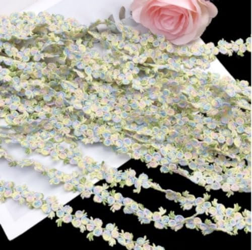 JOZMMZEOOA 5 Yards/4.57 Meter Spitzenband,Blumen Borten und Bänder Nähen Bordüre Stoff Spitzenborte Blumen Selbstklebende Bordüre,für Bänder Basteln Deko Adventskranz Geschenkpapier Hochzeit (Grün)