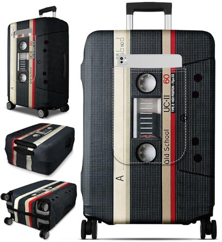 OffiEase Suitcase Cover Protectors - Large Washable Waterproof Dustproof Luggage Protective Covers Sleeve for Travel Fit 29-30 Inch Black Tape L