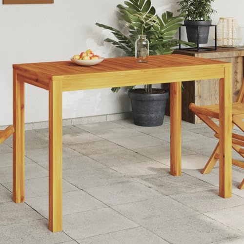 Myheimly Akazienholz Massiv Gartentisch Rustikal Esstisch Balkontisch Holztisch Massivholztisch Gartenmöbel Tisch Terrassentisch 110 x 55 x 75 cm
