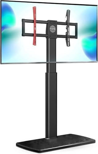 XNWKF Swivel Floor TV Stand for 32 to 70 Inch TVs Tall Universal TV Stand Mount with Sturdy Wood Base(Wood Base-Black)