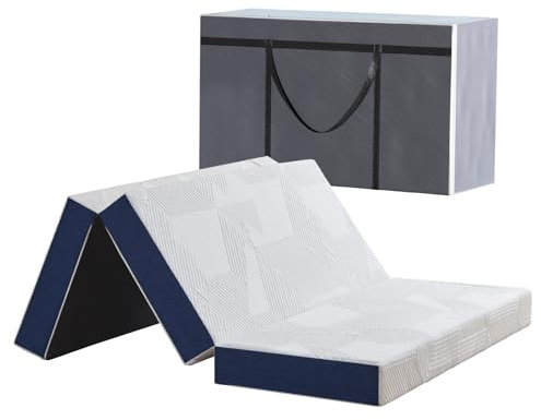 Hiimgo Faltmatratze, 10 cm, kleines Doppelbett, mit tragbarem Kissen und Aufbewahrungstasche, Memoryschaum-Matratze für Reisen, Camping, Gäste und Zuhause (120 x 190 x 10 cm)