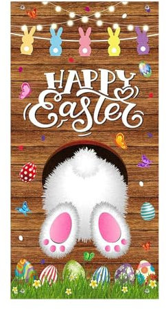 Türbanner Frohe Ostern Ostertür Dekorationen Hängen Banner Osterdeko Hasen Hintern Niedliche Osterhase Osterei Türbanner Türvorhang Haustür Veranda Banner Deko 200x90cm