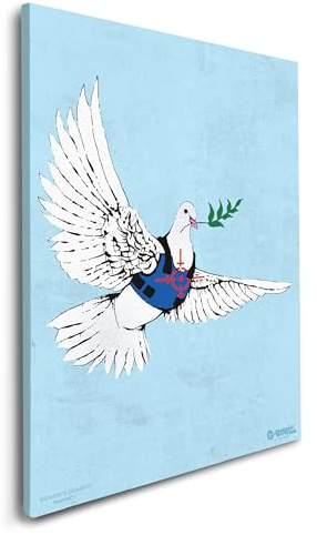 Mevsim Store Banksy Graffiti Offiziell lizenziertes Wandbild - Leinwand bilder Bulletproof Dove - Tolle abstrakte Banksy Wandbilder für Wohnzimmer, Schlafzimmer, Flur und Büro. (Groß 48x68 cm)