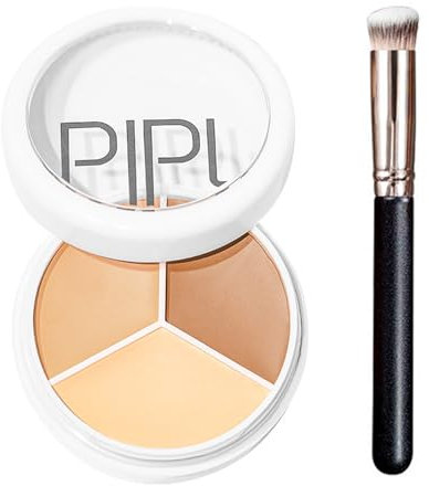 ZWWOGE Paleta correctora de cobertura total, crema correctora 3 en 1, contorno corrector de 3 colores con pincel, corrector facial, resaltar, resistente al agua de larga duración