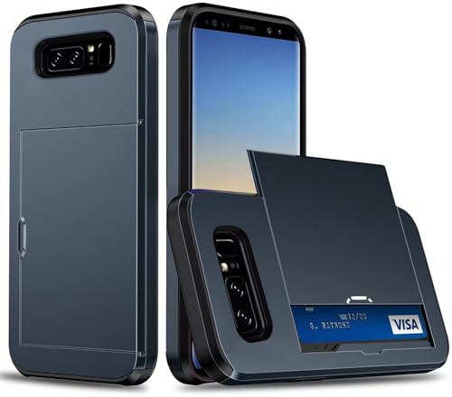 Belzsxy Handyhülle für Samsung Galaxy Note 8 Hülle, mit Kartenfach, Harte PC Stoßfest Robust Fallschutz Outdoor Militär Schutzhülle für Samsung Galaxy Note 8 (Marineblau)