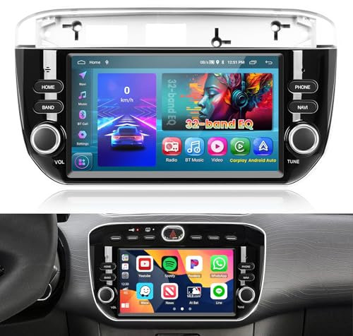 Inefala 4G+64G Autoradio Android 15 per Fiat Punto 2012－2016, 7 Touchscreen Stereo Auto Bluetooth con Wireless CarPlay Android Auto GPS WiFi RDS/FM MIC Retrocamera