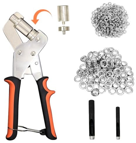 Eyelet Pliers Punching Pliers Set (10mm+6mm), Replaceable Punching Heads