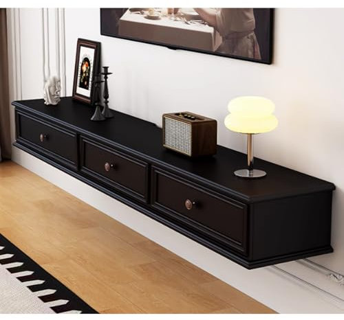 YAONJS Mobile TV Sospeso A Parete in Legno Massello retrò Americano, Mobile TV di Lusso per Soggiorno E Casa(200cm)