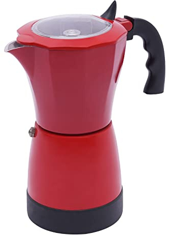 HUOMMGS Espressokocher Induktion für 6 Tassen 480W Camping Kaffeekocher 220V Mokkakanne 300ml Espressomaschine Aluminium Espressokocher mit 360° Zentralsockel Ikonische Mokkakanne (Rot)