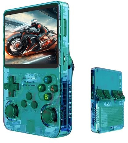 R36S Console de jeu portable rétro avec écran IPS de 3,5, carte TF de 64 Go préchargée, plus de 10 000 jeux, système Linux open source, vert