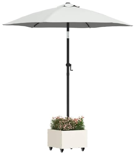 vidaXL Pied de Parasol Blanc 45 x 45 x 45 cm Acier, Support Parasol Ajustable, Pied en Acier Robuste, modernité, Base roulante, Design Compact pour l'été