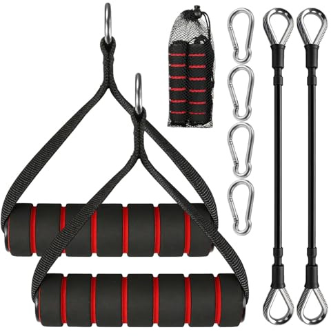 Fitness Griffe Gym Kabelzug Griffe Set Latzug Griff Trizeps Griff Dreiteiliges Trizepsseil Trizeps Seil Gym für das Trizeps-Training im Kabelzug Rutschfesten Seilzug Fitness Loop Straps für Latziehen