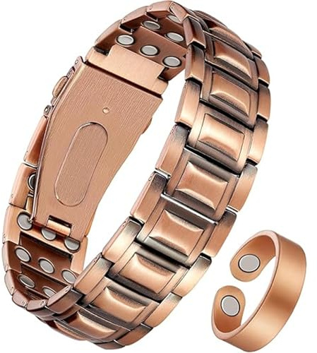 LuminaVerde Kupferarmband Herren, Armband Herren Magnetarmband Kupfer 99,9% Reines Kupfer Mit Verstellbarer Größe Und Schmuckbox