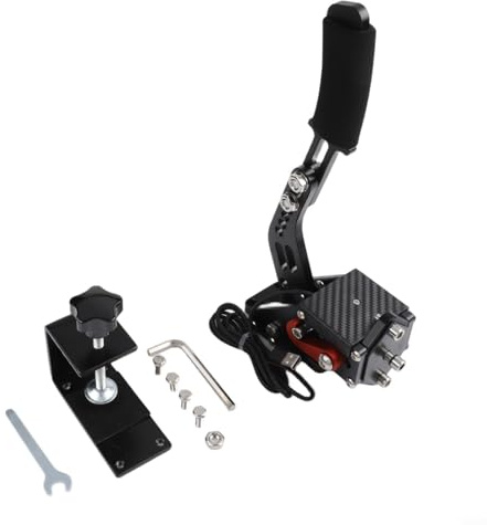 16-Bit PC USB Racing Handbremse mit Hall-Sensor, einstellbare Federspannung, Aluminiumlegierung Konstruktion für Logitech G27 G29 G920 T500 T300 für RS, kompatibel mit Assetto Corsa DiRT WRC (schwarz)