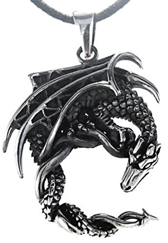 Kiss of Leather Drachen Anhänger aus 925 Sterling Silber mit Baumwollband SI.288