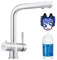 Franke Wellfresh 110 - Rubinetto a 3 vie con filtro Brita P1000, design a L, in acciaio inox massiccio Rubinetto da cucina, miscelatore a tre vie, per impianti ad osmosi per acqua potabile.