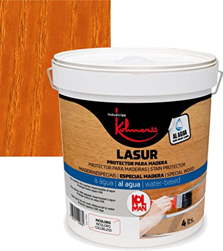 Protector para madera al agua Kolman Nature. Lasur protección madera (4 litros, caoba)