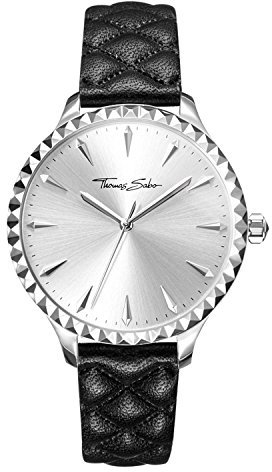THOMAS SABO Unisex Erwachsene Analog Mechanik Uhr mit Leder Armband WA0320-203-201-38