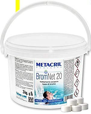 Metacril Brom Net 20, a Lenta Dissoluzione, in Pastiglie da 20gr, per Piscina e Idromassaggio - 5 KG